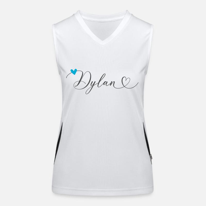 Dylan Nom Prénom Calligraphie Coeur Débardeur respirant contrasté Femme