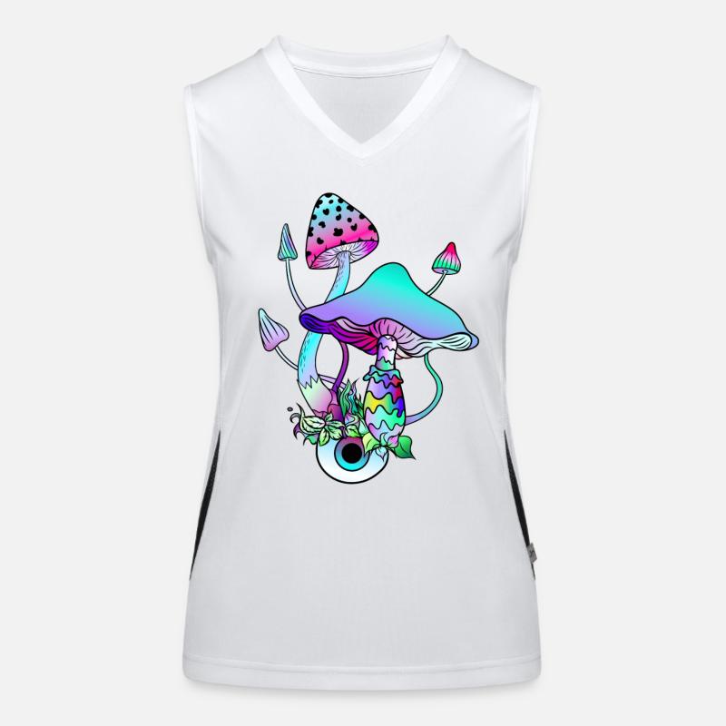 Magic Mushrooms Goa Psy Trance Mushroom Eyes Art Women's Functional Contrast Tank Top