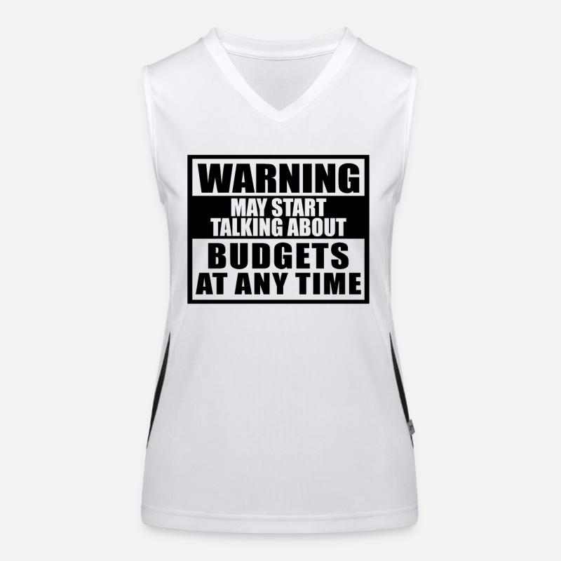 Warning May Start Talking About Budgets Funktionelles Kontrast-Tank Top für Frauen