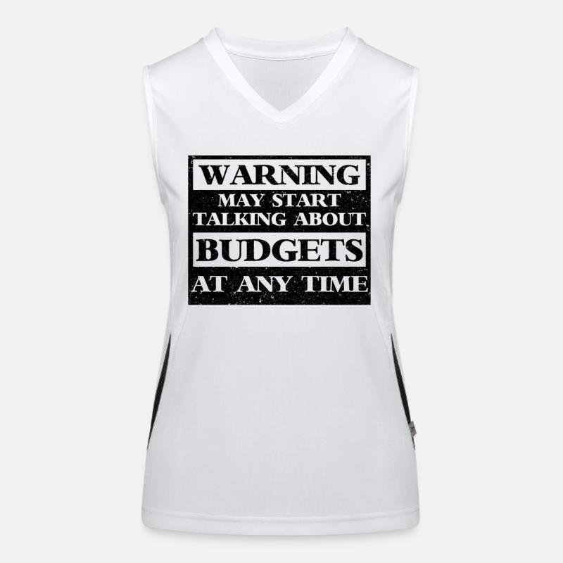 Warning May Start Talking About Budgets Funktionelles Kontrast-Tank Top für Frauen