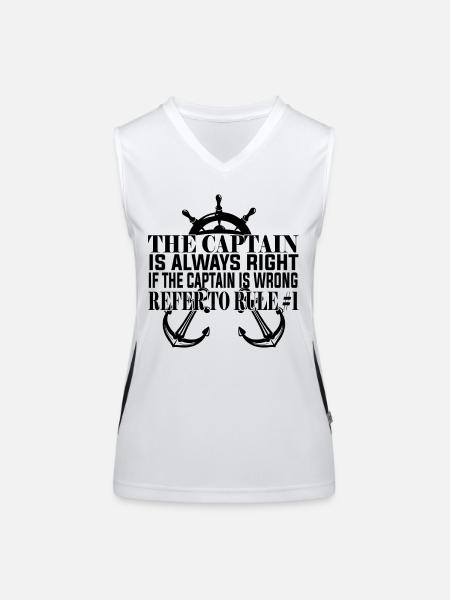Sailing Ships Boat Captain - Women's Functional Contrast Tank Top - white/black - Front
