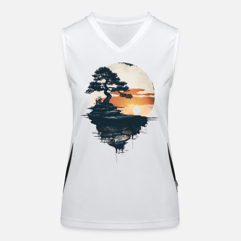 Japan Landschaft Bonsai Baum Buddhist Aesthetic Funktionelles Kontrast-Tank Top für Frauen