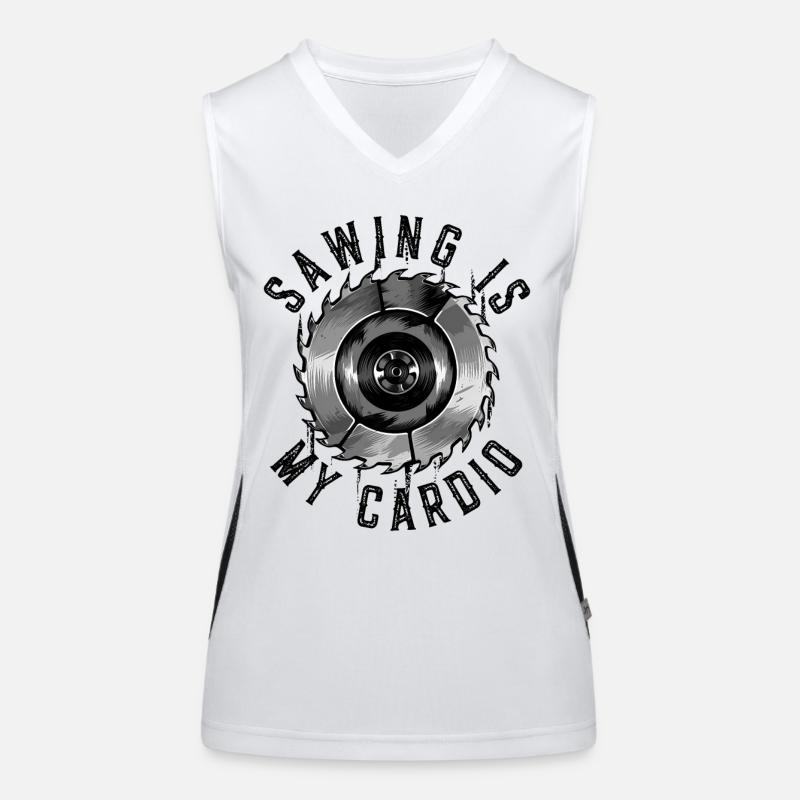 Sawing Is My Cardio Carpenter Carpenter Woodwork Women's Functional Contrast Tank Top