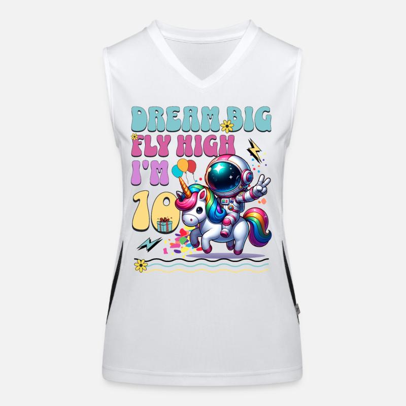 Astronaut Einhorn 10. Geburtstag Funktionelles Kontrast-Tank Top für Frauen