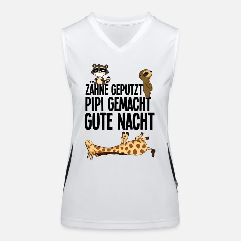 teeth brushed, good night, raccoon, sloth, giraffe Women's Functional Contrast Tank Top