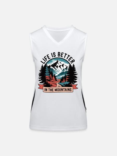 Leben ist besser in den Bergen - Funktionelles Kontrast-Tank Top für Frauen - Weiß/Schwarz - Vorne