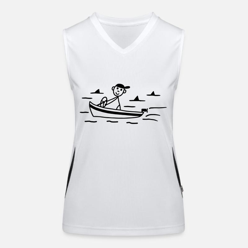 Motorboot - Haifische Funktionelles Kontrast-Tank Top für Frauen