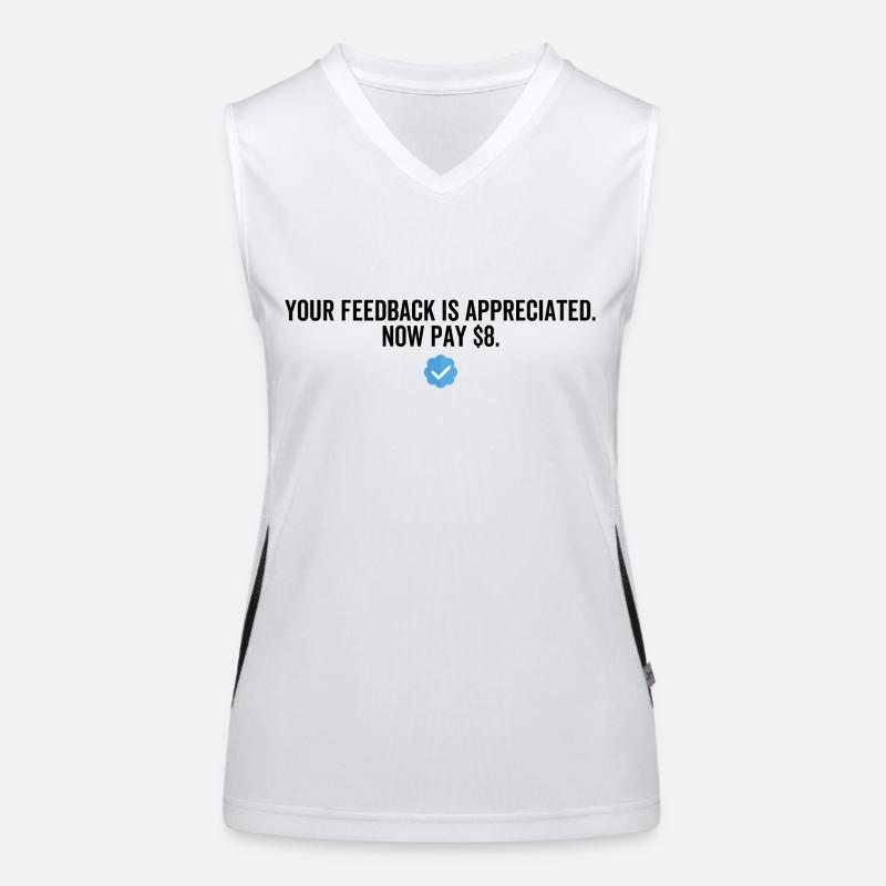 Ihr Feedback wird jetzt geschätzt Zahlen Sie $ 8 Dollar Funktionelles Kontrast-Tank Top für Frauen