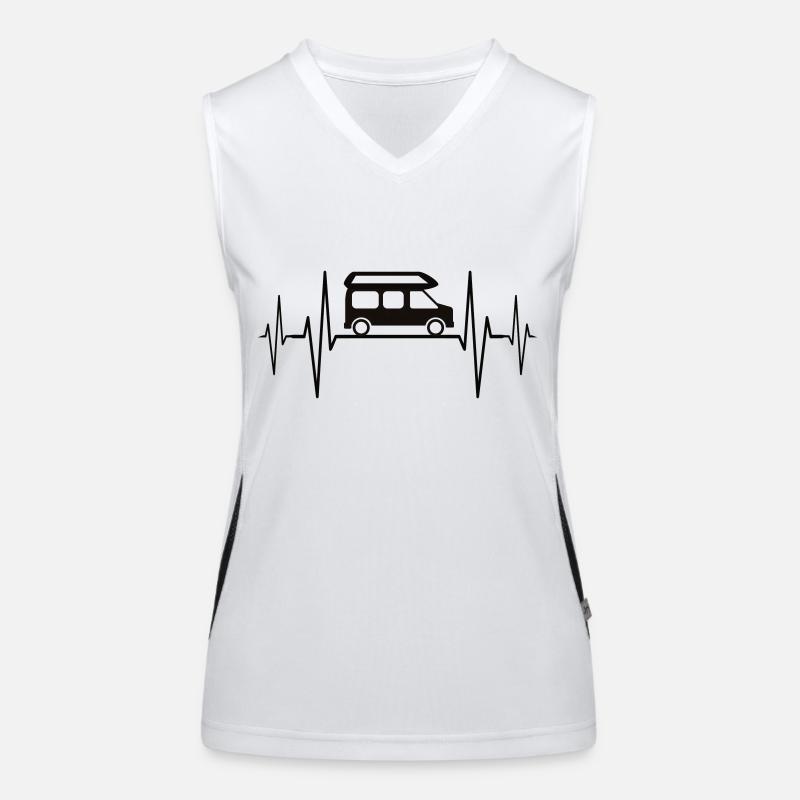 Camper Campervan Van Herzschlag ECG Bus Camping Débardeur respirant contrasté Femme