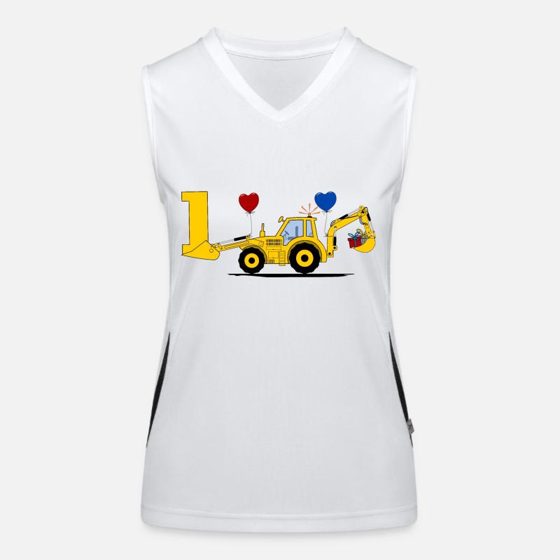 1. Geburtstag Bagger Traktor Funktionelles Kontrast-Tank Top für Frauen