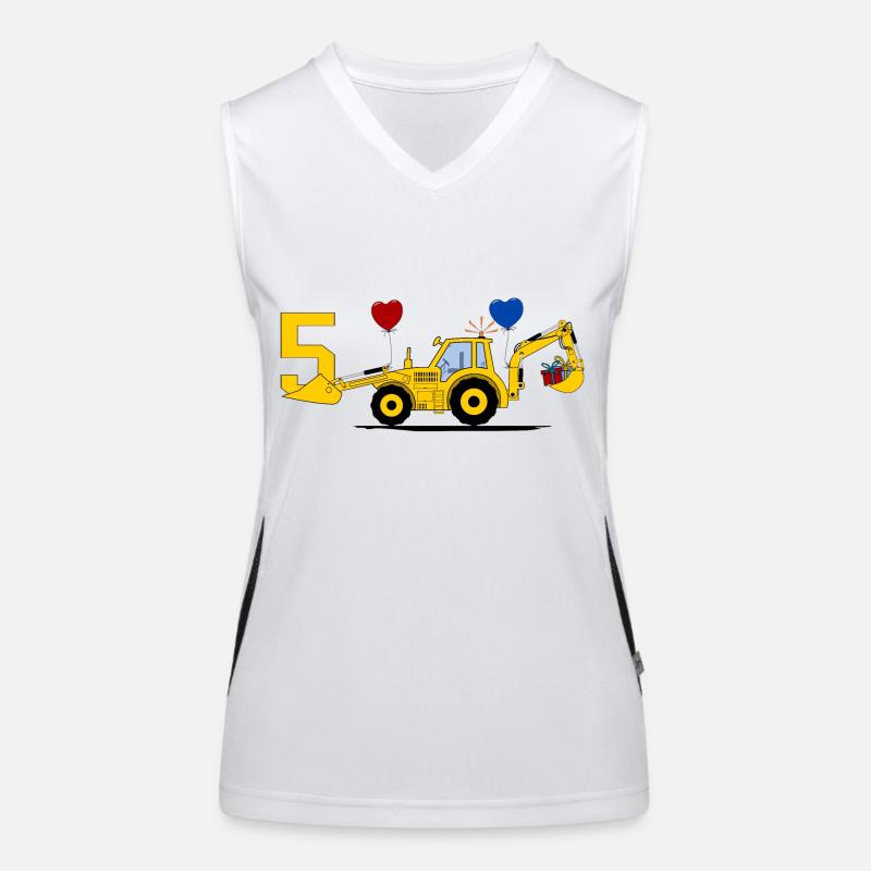 5. Geburtstag Bagger Traktor Funktionelles Kontrast-Tank Top für Frauen