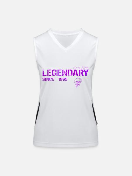 Legendary since 1995 Geschenk - Funktionelles Kontrast-Tank Top für Frauen - Weiß/Schwarz - Vorne