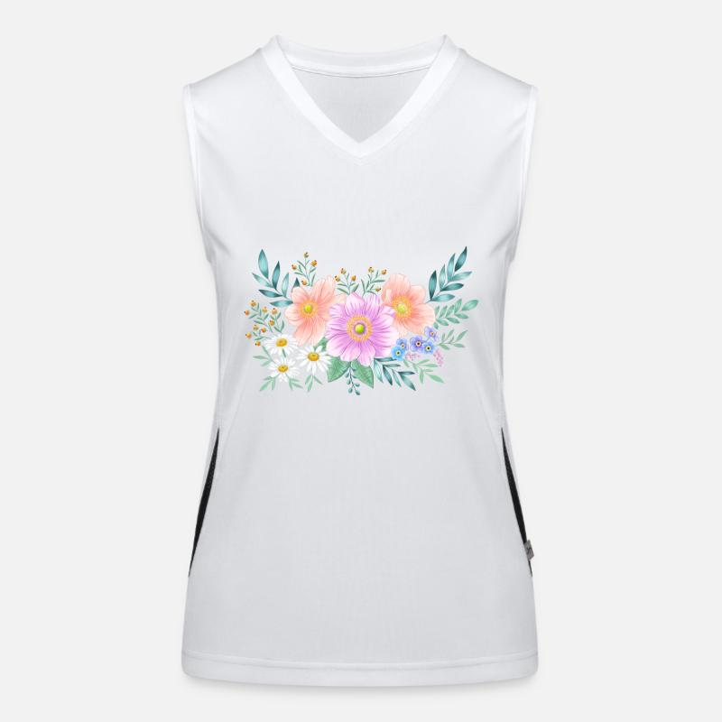 Blumen Rahmen mit viel Platz für eigenen Text Funktionelles Kontrast-Tank Top für Frauen