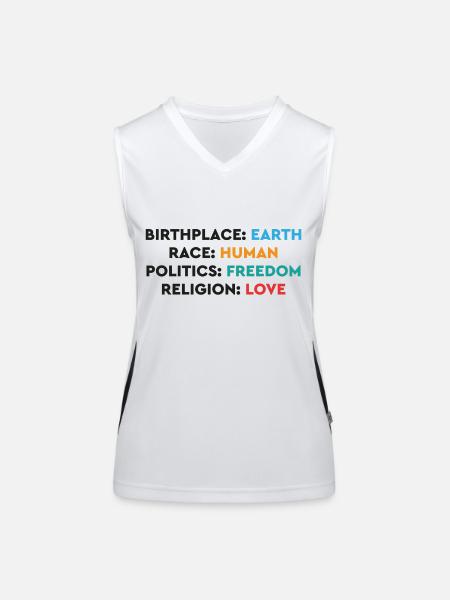 Birthplace: Earth - Débardeur respirant contrasté Femme - blanc/noir - Devant