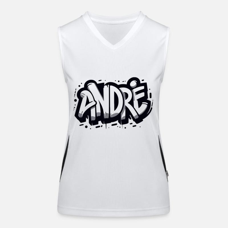 André Name First name Graffiti - Women's Functional Contrast Tank Top - white/black
