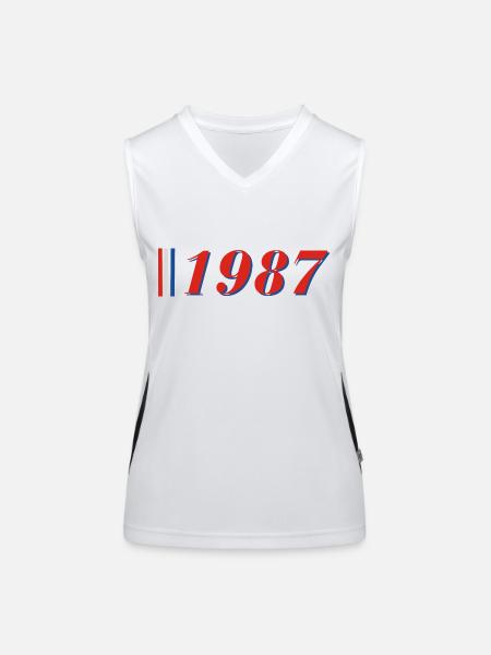 Année 1987 - Débardeur respirant contrasté Femme - blanc/noir - Devant