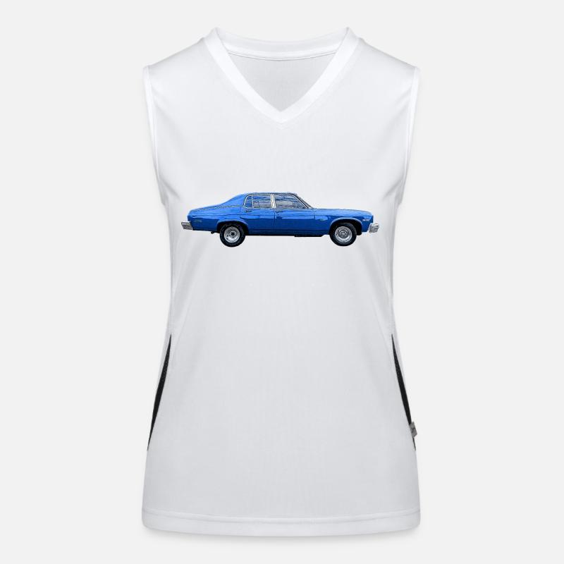 Old blue American car Women's Functional Contrast Tank Top
