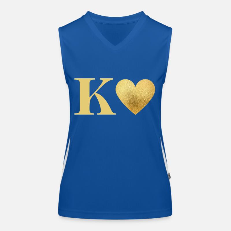 Letter k golden heart Women's Functional Contrast Tank Top