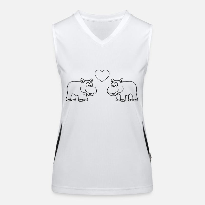 Nilpferd Comic Tier Paar Liebe Funktionelles Kontrast-Tank Top für Frauen