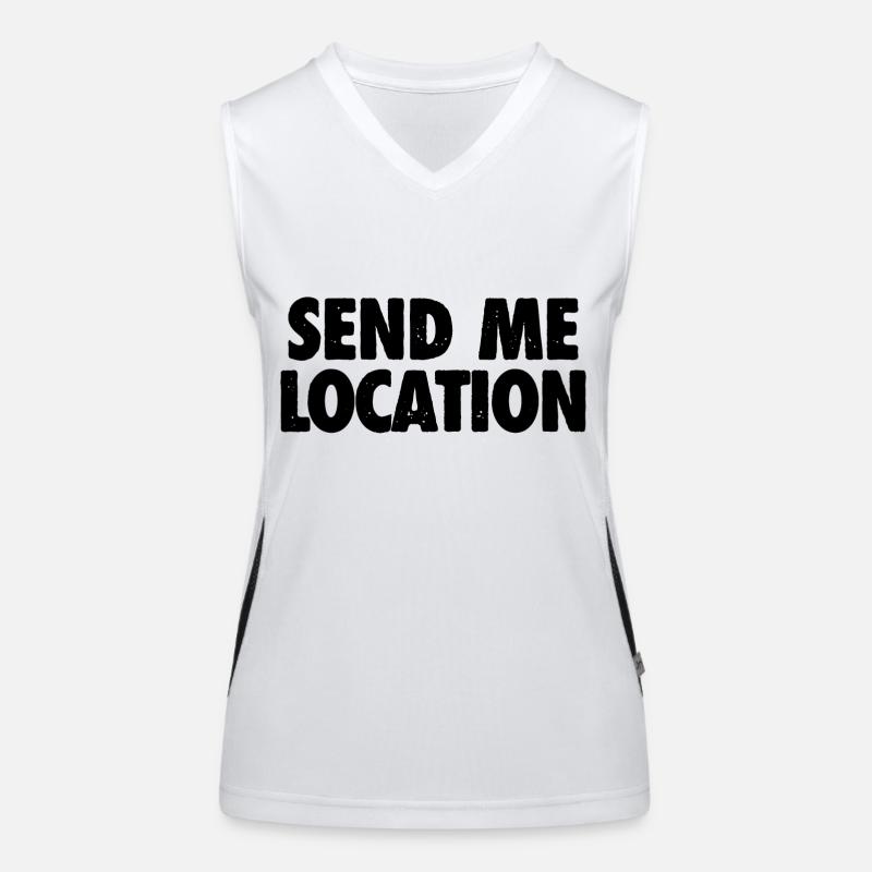 Send Me Location - Cool Meme Funktionelles Kontrast-Tank Top für Frauen