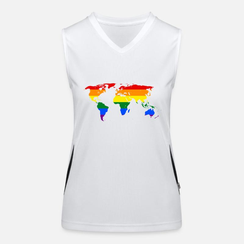 rainbow-world-map Funktionelles Kontrast-Tank Top für Frauen