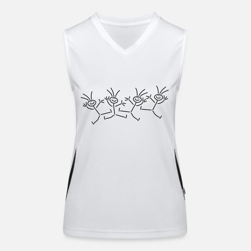 Happy Party Stick Figures Women's Functional Contrast Tank Top