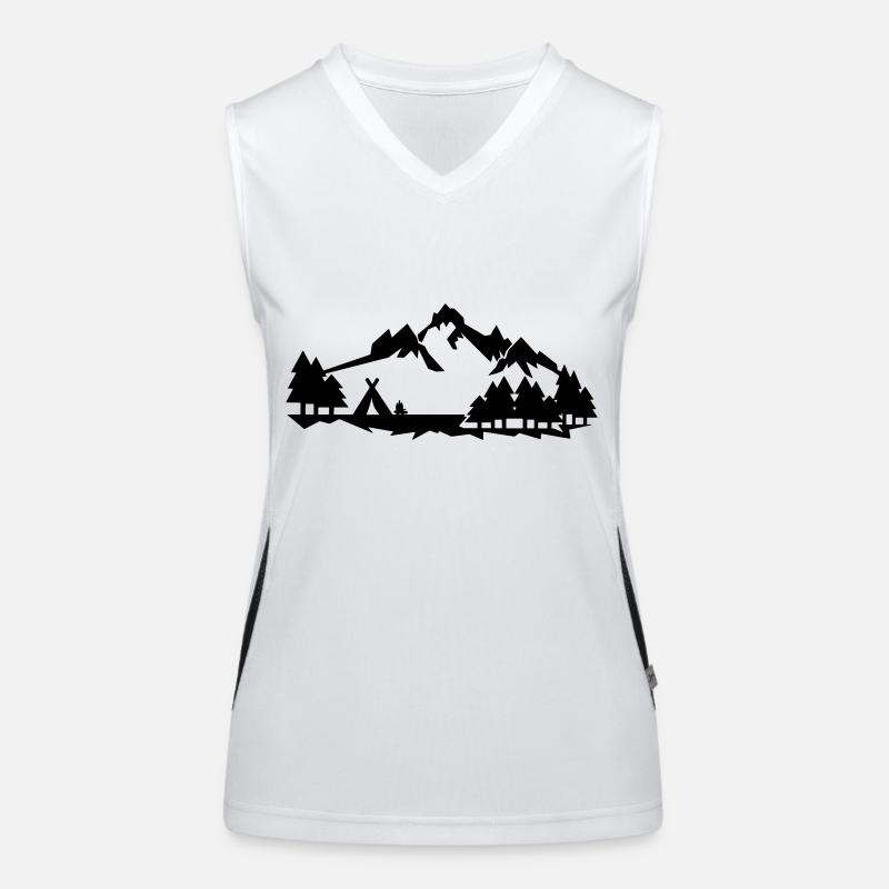 Camping im Wald in den Bergen Funktionelles Kontrast-Tank Top für Frauen