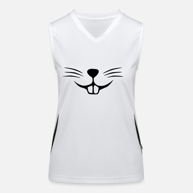 Rabbit face. Rabbit nose. Rabbit teeth Women's Functional Contrast Tank Top