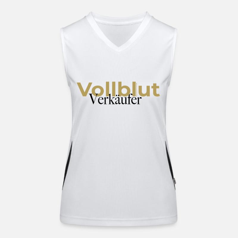 Vollblut Verkäufer Spruch Funktionelles Kontrast-Tank Top für Frauen