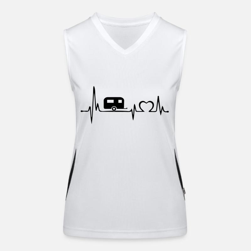 Glücklicher Camper Herzschlag Funktionelles Kontrast-Tank Top für Frauen