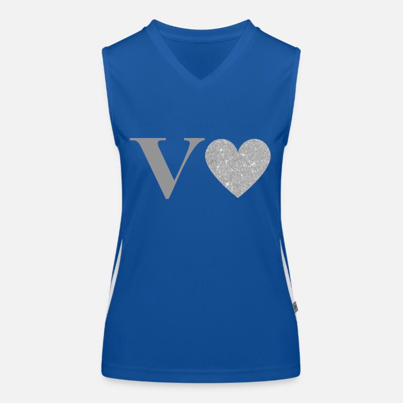 Letter v silver heart Women's Functional Contrast Tank Top