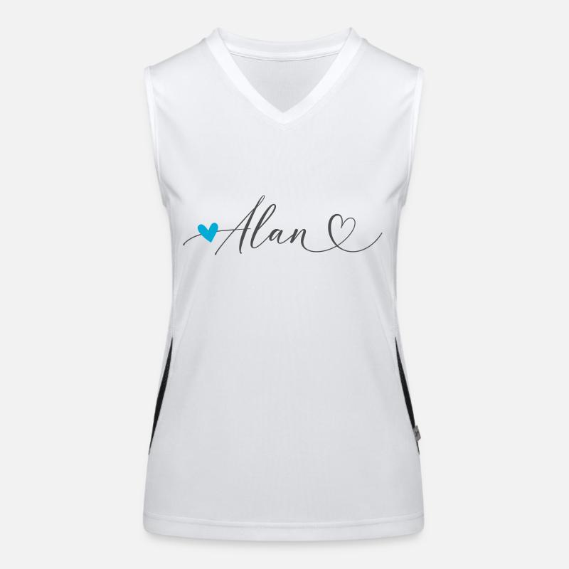 Alan Name First Name Calligraphy Heart Women's Functional Contrast Tank Top