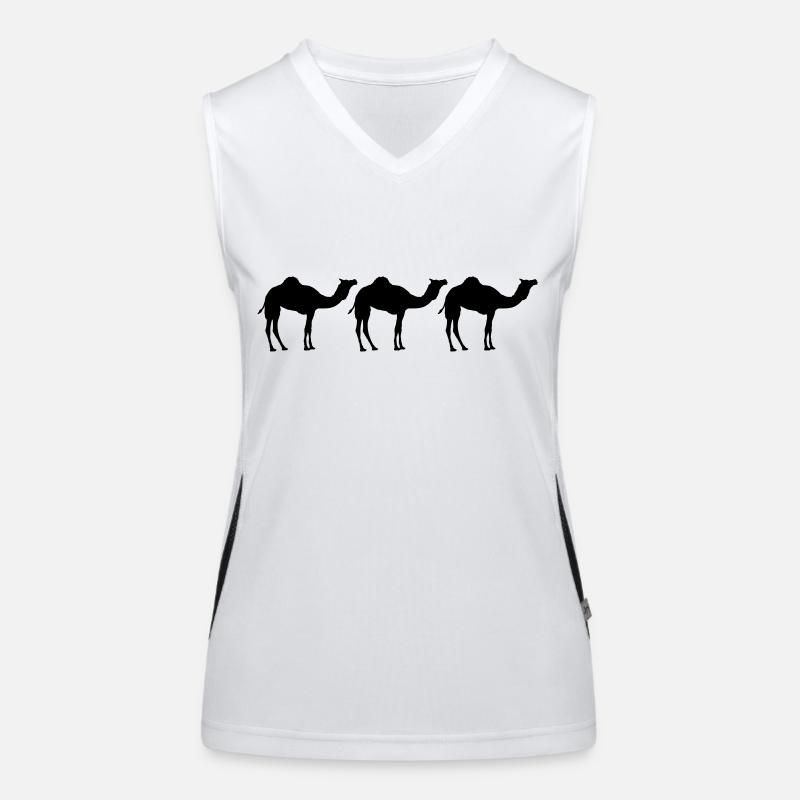 Kamele Karawane Wüste Drei Schwarz Cool Silhouette Funktionelles Kontrast-Tank Top für Frauen