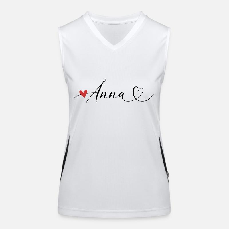 Anna Last name First name Calligraphy heart Women's Functional Contrast Tank Top