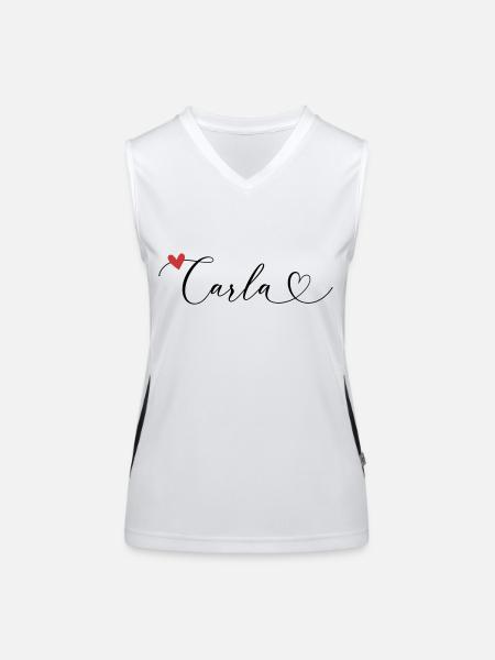 Carla Surname First name Calligraphy Heart - Women's Functional Contrast Tank Top - white/black