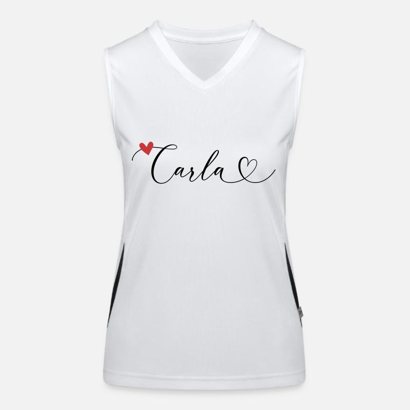 Carla Name Vorname Kalligrafieherz Funktionelles Kontrast-Tank Top für Frauen