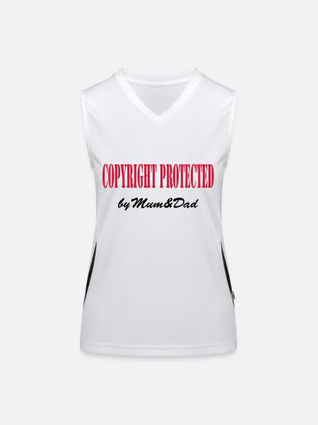 copyright protected by mum and dad - Women's Functional Contrast Tank Top - white/black - Front