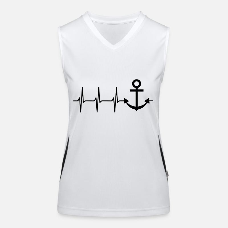 ancre de coeur capitaine Débardeur respirant contrasté Femme