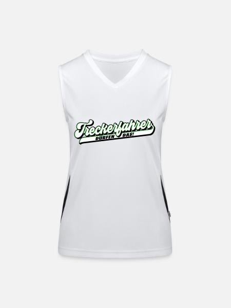 Farben änderbar | Treckerfahrer dürfen das - Funktionelles Kontrast-Tank Top für Frauen - Weiß/Schwarz - Vorne