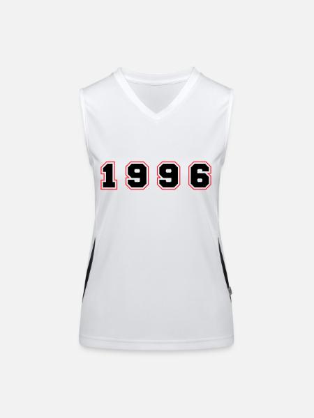 1996 Year Number - Women's Functional Contrast Tank Top - white/black - Front