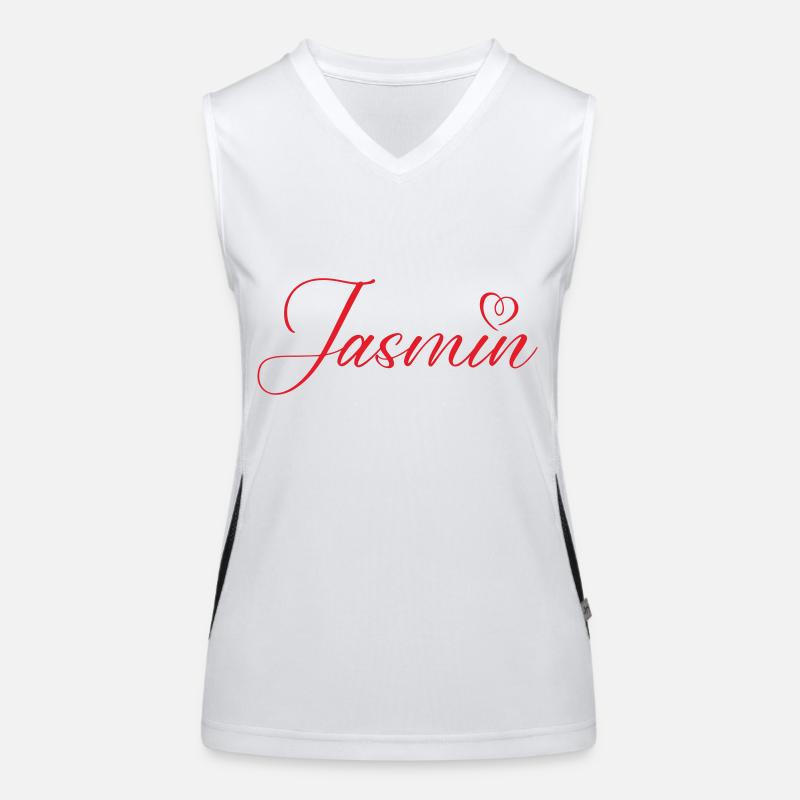 Jasmin Name Heart Women's Functional Contrast Tank Top