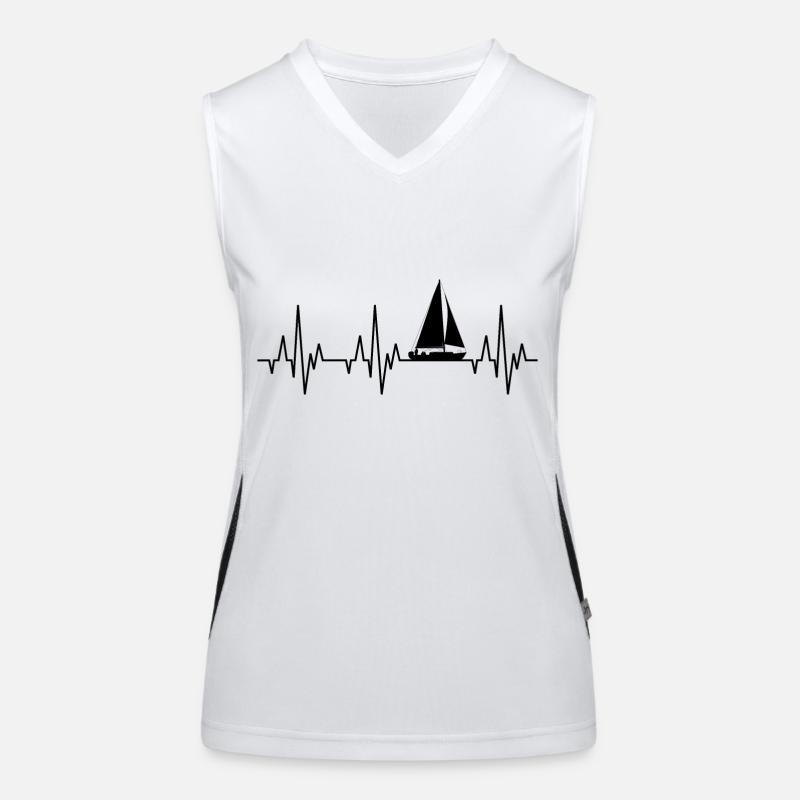 Heartbeat ECG sailing sailboat sailing ship Women's Functional Contrast Tank Top