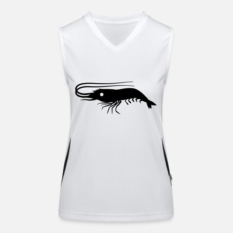 single shrimp prawn with antennae Women's Functional Contrast Tank Top