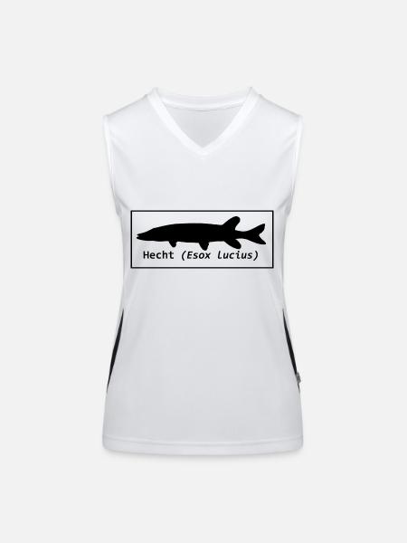 Hecht schwarz lateinisch - Funktionelles Kontrast-Tank Top für Frauen - Weiß/Schwarz - Vorne