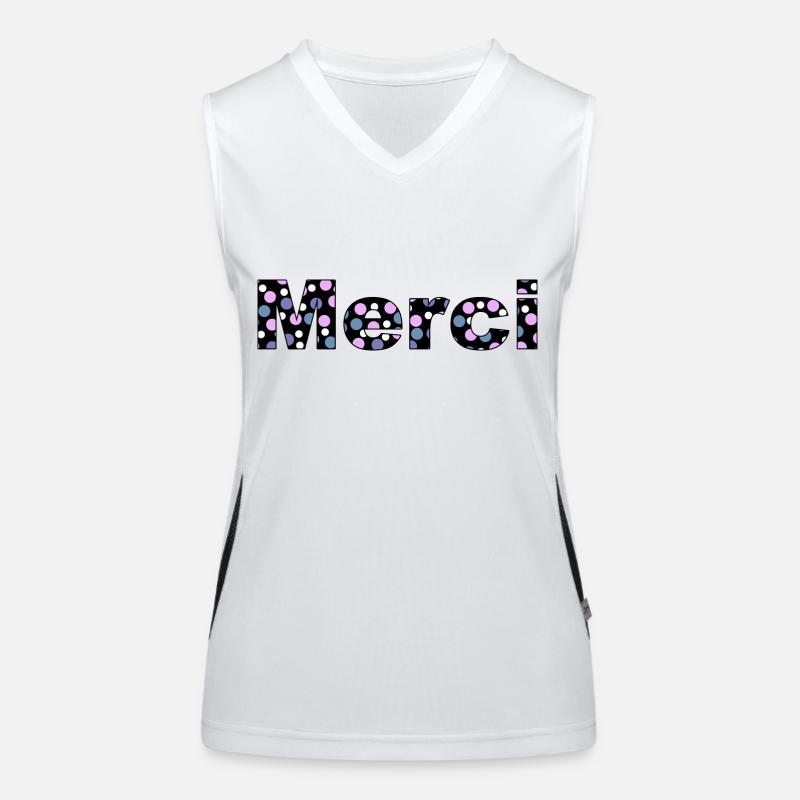 Danke, mit Buchstaben in Farben mit Punkten im Idiom Funktionelles Kontrast-Tank Top für Frauen