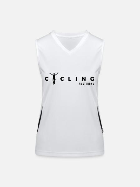 Cycling Amsterdam Europe - Funktionelles Kontrast-Tank Top für Frauen - Weiß/Schwarz - Vorne