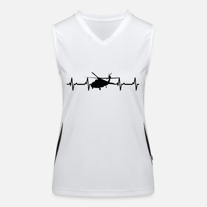 Helicopter Heartbeat Ekg Flight School Women's Functional Contrast Tank Top