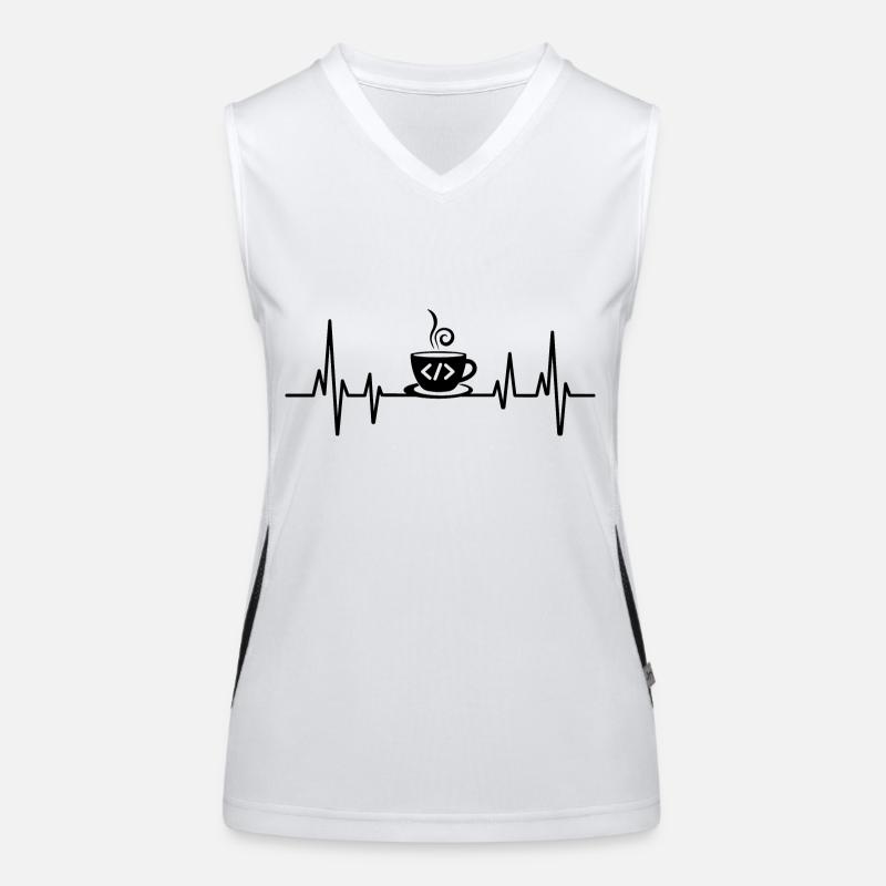 Codage du café Heartbeat Codeur Développeur Nerd Coffe Débardeur respirant contrasté Femme