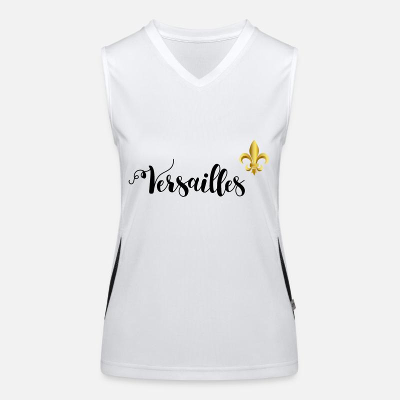 Versailles Schriftzug und Fleur-de-Lys Funktionelles Kontrast-Tank Top für Frauen