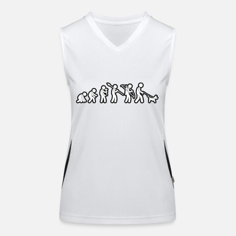 Evolution of Man Gassi Gehen White Grunge Funktionelles Kontrast-Tank Top für Frauen